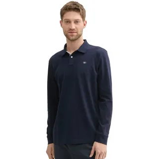 Tom Tailor Basic Contrast Langarm-polo - Sky Captain Blue, M