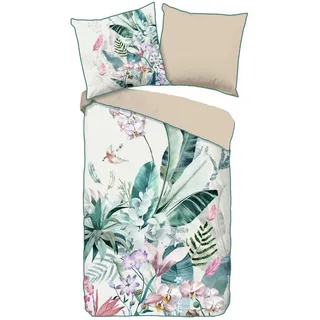 DESCANSO Wendebettwäsche Blätter Mehrfarbig 135 x 200 cm + 80 x 80 cm