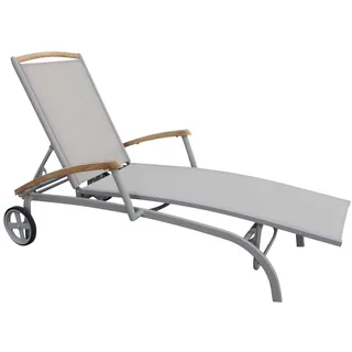 Brafab Andy Gartenliege mit Armlehnen Aluminium/Textilene/Teak