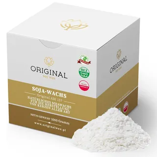 ORIGINALWAX 1kg Kerzenwachs zum Gießen Sojawachs für Kerzen Selber Machen Wachs Weiß/Ecru Wachsplatten Candle Making Vegan Schmelztemperatur von 42-47°C Soy Wax