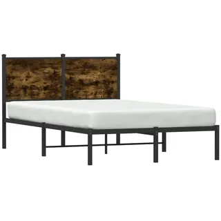 vidaXL Metallbett ohne Matratze Räuchereiche 120x200 cm - Braun