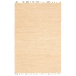 my home Teppich »Ares« rechteckig 5 mm Höhe Uni Farben, handgewebt, mit Fransen, reine Baumwolle, waschbar, Läufer, beige