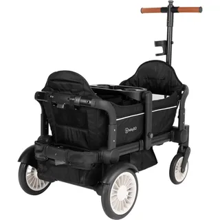 BabyGo Bollerwagen »Cozy Rider«, (Set, 7 tlg., inkl. 2x Sonnenschutz, Tisch, Moskito- u. Regenschutz, Flaschenhalter), klein zusammenfaltbar, schwarz