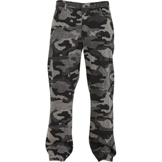 URBAN CLASSICS Herren TB6687-Laser Camo Printed Jeans Hose, blacklasercamo, 40