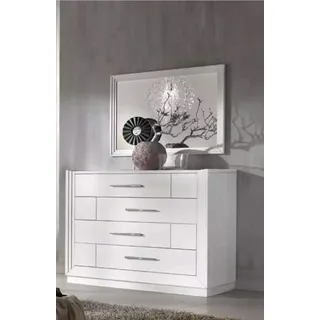 Moderne Kommode 2tlg. Set Stil Modern Kommode Spiegel Italienische Möbel - Weiß