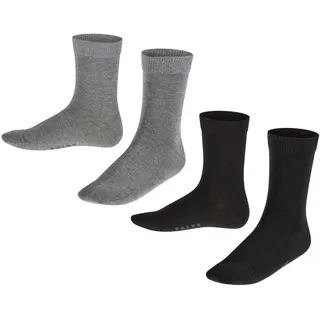 FALKE Unisex Kinder Socken Happy Double Pack K So Baumwolle einfarbig 2 Paar, Mehrfarbig Black Grey 0050, 27-30