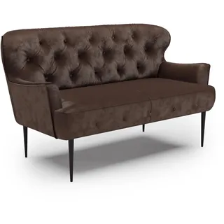 CAVADORE 2-Sitzer Küchensofa Amba, Trendige Sitzbank für Küche oder Esszimmer / 153 x 97 x 87 / Hochwertiges Mikrofaser: Braun
