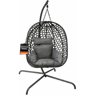 Hängesessel Hängestuhl Anthrazit Gestell Hängeschaukel Indoor Outdoor + Kissen