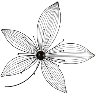 dreidimensionales Wandbild Lilly aus Metall - Dekoration - Schwarz