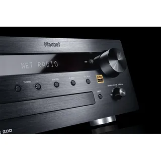 Magnat MC 200, schwarz - kompakter Stereo-Netzwerk-Receiver mit hochwertiger Aluminium-Front und zahlreichen Streaming-Funktionen - Schwarz