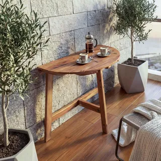 Klapptisch HWC-L19, Gartentisch Balkontisch, In-/Outdoor klappbar Akazie Holz - 71x70x34cm - Braun