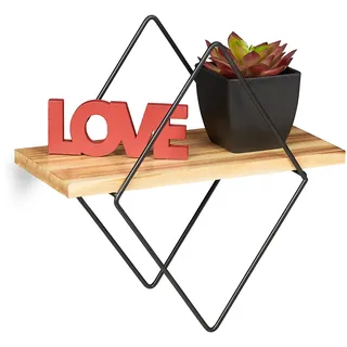 Relaxdays Wandregal Industrial Hängeregal 30 x 30 x 15 cm Schwarz/Braun