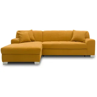 DOMO. collection Ecksofa Capri, Sofa in L-Form mit Schlaffunktion, Couch, Polsterecke, Eckcouch, Schlafsofa 239 x 152 x 75 cm (BxTxH), mango gelb