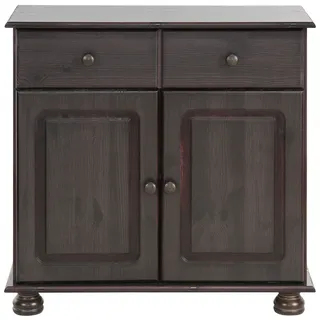 Sideboard OTTO HOME "Mette", braun (dunkelbraun), B:80cm H:77cm T:34cm, Massivholz, Sideboards, Sideboard, Kommode mit gefrästen, kugelförmigen Füßen, Breite 80 cm