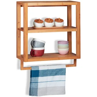 Relaxdays Wandregal 58,5 x 52 x 21 cm Natur