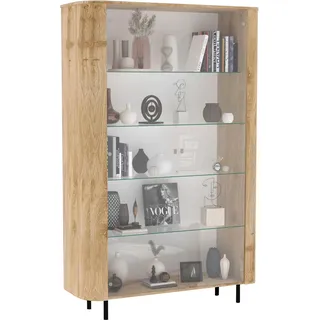 Vitrine HOME AFFAIRE "Murano, Standvitrine H 200 cm, B 131 cm, 2 Türen, Vitrinenschrank", natur, B:131cm T:43cm, FSC-zertifizierter Holzwerkstoff, Glas, Schränke, Vitrine, Formgebogenes MDF, Stirnseiten mit Rundung, Metallfüße, stilvoll