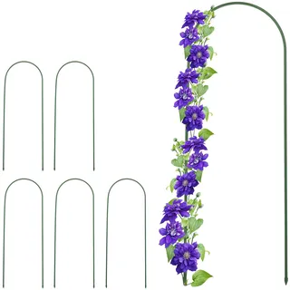 Relaxdays Rankhilfe, 6er Set, HxB: 90 x 32 cm, Metall, Rankgerüst für Kletterpflanzen, Bogenform, freistehend, grün