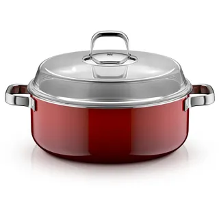 WMF Fusiontec Mineral Pro, Schmortopf mit Deckel, 28 cm, langlebig, kratzfestes Material, Bräter Induktion, für alle Herdarten geeignet, Made in Germany, Passion Red, 0519625290