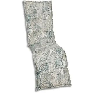 Relaxsesselauflage , Grau, Beige , Textil , Blätter , Füllung: Schaumstoff, Vlies , 50x7x170 cm , Oeko-Tex® Standard 100 , pflegeleicht, hochwertige Qualität, langlebig, für den Außenbereich geeignet, mittels Bändern zu befestigen, mittels Gurtband zu befestigen , Gartenmöbel, Gartenpolster & Auflagen, Sesselauflagen