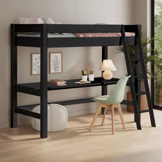 Mid.you Hochbett , Schwarz , Holz , Kiefer , massiv , links montierbar, rechts montierbar , 216x209x180 cm , FSC Mix , Babymöbel & Kindermöbel, Kinderzimmer & Jugendzimmer, Kinderbetten, Hochbetten