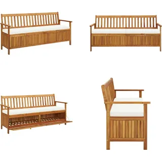 vidaXL Sitzbank mit Stauraum und Sitzpolster 170 cm Massivholz Akazie - Bank - Bänke - Sitzbank - Sitzbänke - Braun