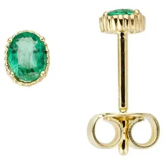 Paar Ohrstecker FIRETTI "Schmuck Geschenk Gold 333 Ohrschmuck Farbstein Edelstein Smaragd", gold (gelbgoldfarben, grün, grün), Ohrringe, Damen, Gelbgold 333, Paar Ohrstecker, mit Smaragd