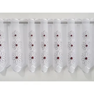Stickereien Plauen Scheibengardine »Blüten« Durchzuglöcher 1 Stk. tlg. veredelt mit echter Plauener Spitze Stickerei, weiß
