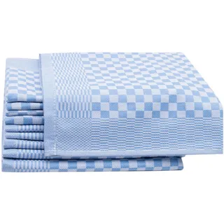 ZOLLNER 10er Set Geschirrtücher Baumwolle in 46x70 cm - super saugstarke und robuste Küchentücher – waschbar bis 60°C – in blau kariert - Gastronomiequalität - Oeko Tex® Zertifiziert
