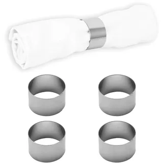 Echtwerk Serviettenring-Set aus Edelstahl, Kreis‐Design, Serviettenhalter, Serviettenschnallen, Universal, Tischdekoration, Hochzeiten, Ø 4 cm, Silber-Edition, 4 teilig