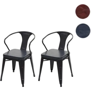 2er-Set Esszimmerstuhl HWC-H10d, Stuhl Küchenstuhl Chesterfield Metall Kunstleder Industrial Gastron