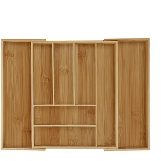 Relaxdays Besteckkasten ausziehbar Holz 57,5 x 6,5 x 43 cm Braun