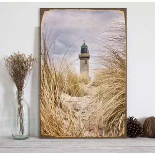 Metallbild QUEENCE "Leuchtturm", beige (farbe bild(er): beige), B:20cm H:30cm, Metall, Stahl, Bilder, Metallbild, Stahlschilder
