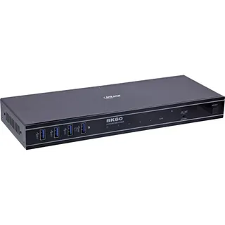 InLine KVM Switch 4-Fach HDMI 2.1, 8K@60Hz, USB 3.2, HDR10+, Dolby Atmos, IR & Hotkey Steuerung, RS-232, HDMI Umschalter für 4 PCs, 57885D