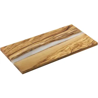 Zassenhaus Servierbrett transparent aus Olivenholz & Harz, 45 x 22 x 1,5 cm, handgefertigtes Premium-Brett mit einzigartigem Design, ideal für stilvolles Servieren und Präsentieren von Speisen