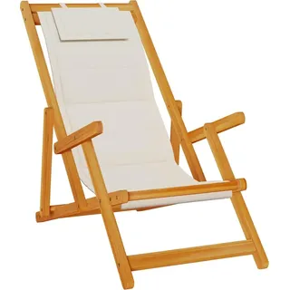 vidaXL Strandstuhl mit Armlehnen Klappbar Hellgrau Akazie Textilene - Grau