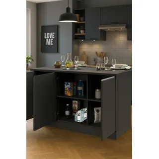 Dmora Unterschrank Kücheninsel Patrizio 155 x 90 x 90 cm Anthrazit
