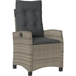 vidaXL Gartensessel Verstellbar mit Kissen Grau Poly Rattan - Grau