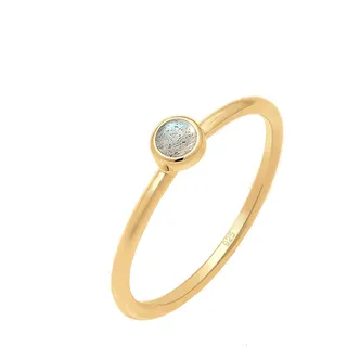 Elli Ring Damen Stapel Labradorit Edelstein 925 Sterling Silber vergoldet