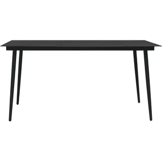 vidaXL Garten-Esstisch Schwarz 150x80x74 cm Stahl und Glas - Schwarz