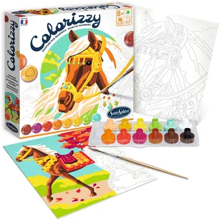 Sentosphère 3904506 Colorizzy, Malen nach Zahlen, Malset für Kinder, Pferde, Bastelset, Kreativ-Set, DIY, Multi