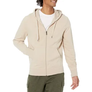 Amazon Essentials Herren Leichter French-Terry-Hoodie Mit Durchgehendem Reißverschluss Und Bequemer Passform, Haferbeige Meliert, M