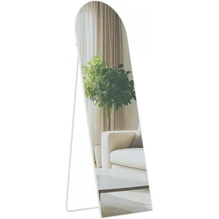 CLP Standspiegel oval 50/3/150 cm Glas Weiß Matt , Weiß, Weiß , 50x150x3 cm , Spiegel, Standspiegel