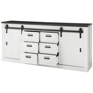 furn.design Sideboard 201 x 91 x 43 cm Weiß / Anthrazit