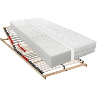 Novel Matratzenset , Holz, Kunststoff , 2-teilig , Birke, Buche , Schichtholz, vollmassiv , H2 + H3 , 7-Zonen , Höhe ca. 21 cm , 80x200 cm , Textiles Vertrauen - Oeko-Tex®, Made in Germany , Bezug abnehmbar/waschbar, Ober- und Unterseite versteppt, für Hausstauballergiker geeignet, wendbar, optimale Belüftung, für verstellbare Lattenroste geeignet, Tragegriffe, atmungsaktiv, schadstoffgeprüft, Härtegradauswahl für beide Seiten, Wendematratze, Bezug rundum abnehmbar, ohne Klebstoffe, Matratzenentfaltung in