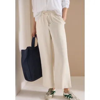 Stoffhose CECIL "Style Neele", Damen, Gr. XXL (46), Länge 26, beige (macadamia beige), Web, Obermaterial: 55% Leinen, 45% Viskose. Futter: 100% Baumwolle, unifarben, loose fit lang, Hosen Stoffhose, mit Gummizug und aus Leinen-Viskose-Mix