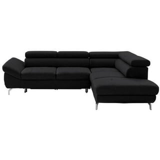 Novel Ecksofa , Schwarz , Leder , Echtleder , Ottomane rechts, L-Form , 270x220 cm , Lederauswahl, Hocker erhältlich , Wohnzimmer, Sofas & Couches, Wohnlandschaften, Ecksofas