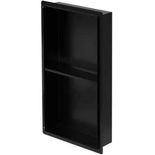 luxebath Wandnische Doppel aus Edelstahl 30x60x10 cm, Schwarz, Duschnische, Randlos,
