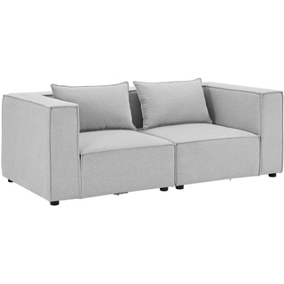 Modulares Sofa Domas 2 Sitzer mit Armlehnen + Kissen Stoff Hellgrau