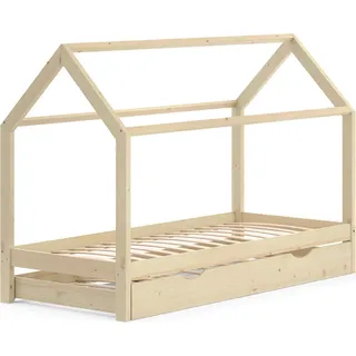 Hausbett Vitalispa Wiki Naturholz 90x200 cm mit Gästebett, Model 37549 - Braun