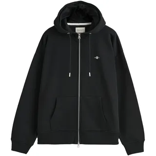 Sweatshirt GANT "Sweatjacke SHIELD ZIP HOODIE", Damen, Gr. M, schwarz, Obermaterial: 87% Baumwolle CO. 13% Polyester PES., Sweatshirts Sweatshirt